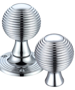 Queen Anne Rim Door Knobs, Polished Chrome -  (sold in pairs)