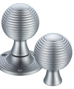 Queen Anne Rim Door Knobs, Satin Chrome -  (sold in pairs)