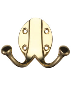 Double Robe Hook, Polished Brass