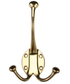 Double Hat & Coat Hook, Polished Brass -