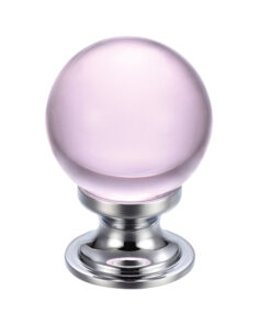 Pink Glass Ball Cupboard Knobs (25mm Or 30mm), Polished Chrome Base