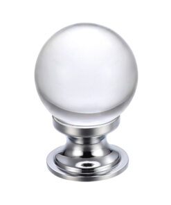 Clear Glass Ball Cupboard Knobs (25mm Or 30mm), Polished Chrome Base