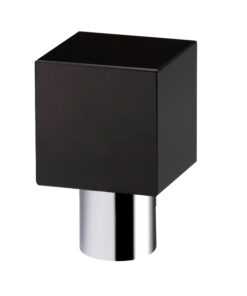 Black Glass Cube Cupboard Knobs (25mm OR 30mm), Polished Chrome