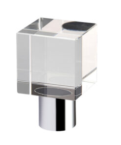 Clear Glass Cube Cupboard Knobs (25mm OR 30mm), Polished Chrome
