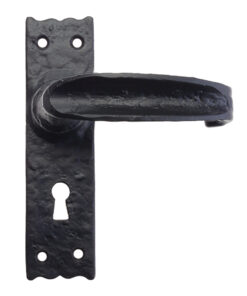 Traditional Slimline Door Handles On Backplate, Black Antique  (sold in pairs)