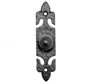 Bell Push With Fleur De Lys Plate (30mm x 127mm), Black Antique
