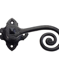 Curly Tail Lever On Square Rose, Black Antique  (sold in pairs)