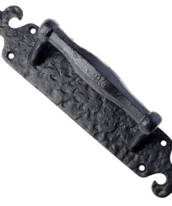 Pull Handle On Fleur De Lys Backplate (45mm x 254mm), Black Antique