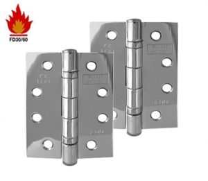 4 Inch Ball Bearing Hinges, Polished Chrome