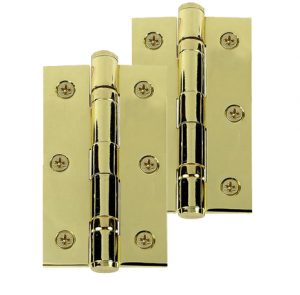 3 Inch Ball Bearing Hinges, Polished Brass (sold in pairs)
