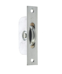 Sash Window Axle Pulley, Satin Chrome With Brass Roller