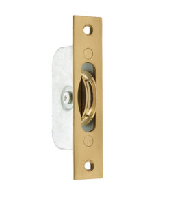 Sash Window Axle Pulley, Polished Brass With Brass Roller