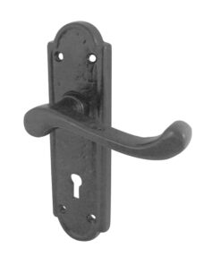 Turnberry Door Handles On Backplate, Black Antique (sold in pairs)