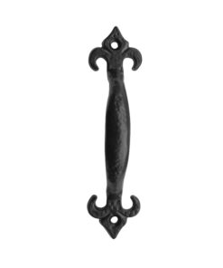 Fleur De Lys Cabinet Pull Handle (230mm), Black Antique