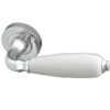 Oxford White China Door Handles On Round Rose, Polished Chrome  (sold in pairs)