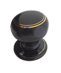 Porcelain Mortice Door Knobs, Goldline Black