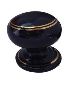 Porcelain Cupboard Door Knobs, Goldline Black