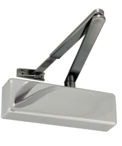 Standard Power Size 2-4 Overhead Door Closer With Black Arm, Polished Nickel