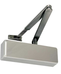 Standard Power Size 2-4 Overhead Door Closer With Black Arm, Silver Enamelled
