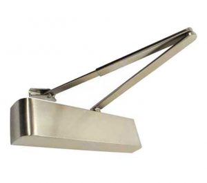 Contract Size 2-4 Overhead Door Closer With Matching Arm, Satin Nickel