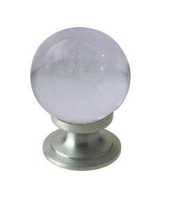 Plain Clear Ball Glass Cupboard Door Knob, Satin Chrome