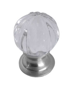 Pumpkin Glass Cupboard Door Knob, Satin Chrome