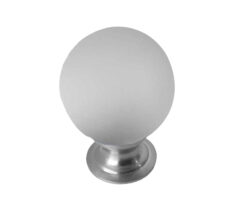 Frosted Glass Cupboard Door Knob, Satin Chrome