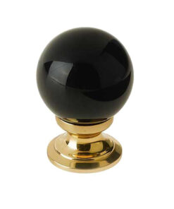 Black Coloured Plain Ball Glass Cupboard Door Knob, Polished Brass