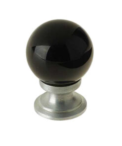 Blue Coloured Faceted Glass Cupboard Door Knob, Satin Chrome