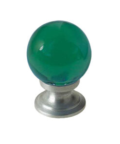 Green Coloured Plain Ball Glass Cupboard Door Knob, Satin Chrome