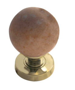 Sunset Red Marble Mortice Door Knob, Polished Brass (sold in pairs)