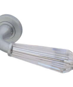 Fluted Glass Door Handles On Round Rose