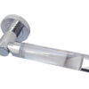 Milo Glass Door Handles On Round Rose, Polished Chrome(sold in pairs)