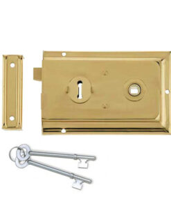 Reversible Rim Lock, Polished Brass