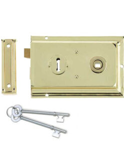 Reversible Rim Lock, Electro Brass