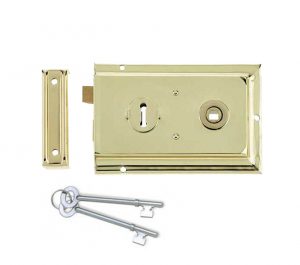 Reversible Rim Lock, Electro Brass