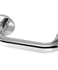 Orbit 22mm Door Handles On Round Rose, Polished Stainless Steel (sold in pairs)