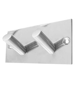 Double Robe Hook On Backplate, Polished Stainless Steel