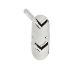 Hat & Coat Hook On Rounded Backplate, Polished Stainless Steel