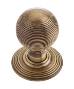 Hollow Reeded Mortice Door Knob, Antique Brass