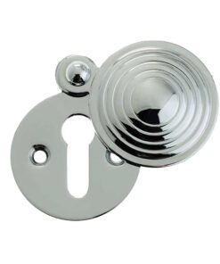 Standard Profile Reeded Covered Escutcheon, Polished Chrome