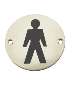 Male Pictogram Sign (75mm Diameter), Polished Stainless Steel