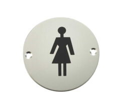 Female Pictogram Sign (75mm Diameter), Polished Stainless Steel