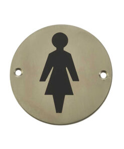 Female Pictogram Sign (75mm Diameter), Satin Stainless Steel
