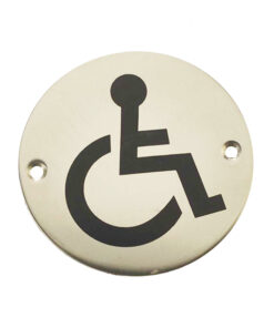 Disability Pictogram Sign (75mm Diameter), Polished Stainless Steel