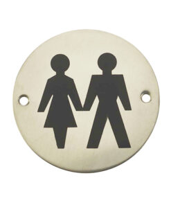Unisex Pictogram Sign (75mm Diameter), Polished Stainless Steel