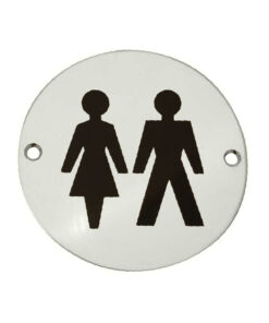 Unisex Pictogram Sign (75mm Diameter), Satin Aluminium