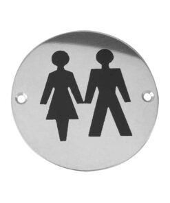 Unisex Pictogram Sign (75mm Diameter), Satin Stainless Steel