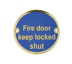 Fire Door Keep Locked Shut (75mm Diameter), Polished Brass