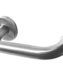 Orbit 19mm Door Handles On Round Rose, Polished Stainless Steel (sold in pairs)